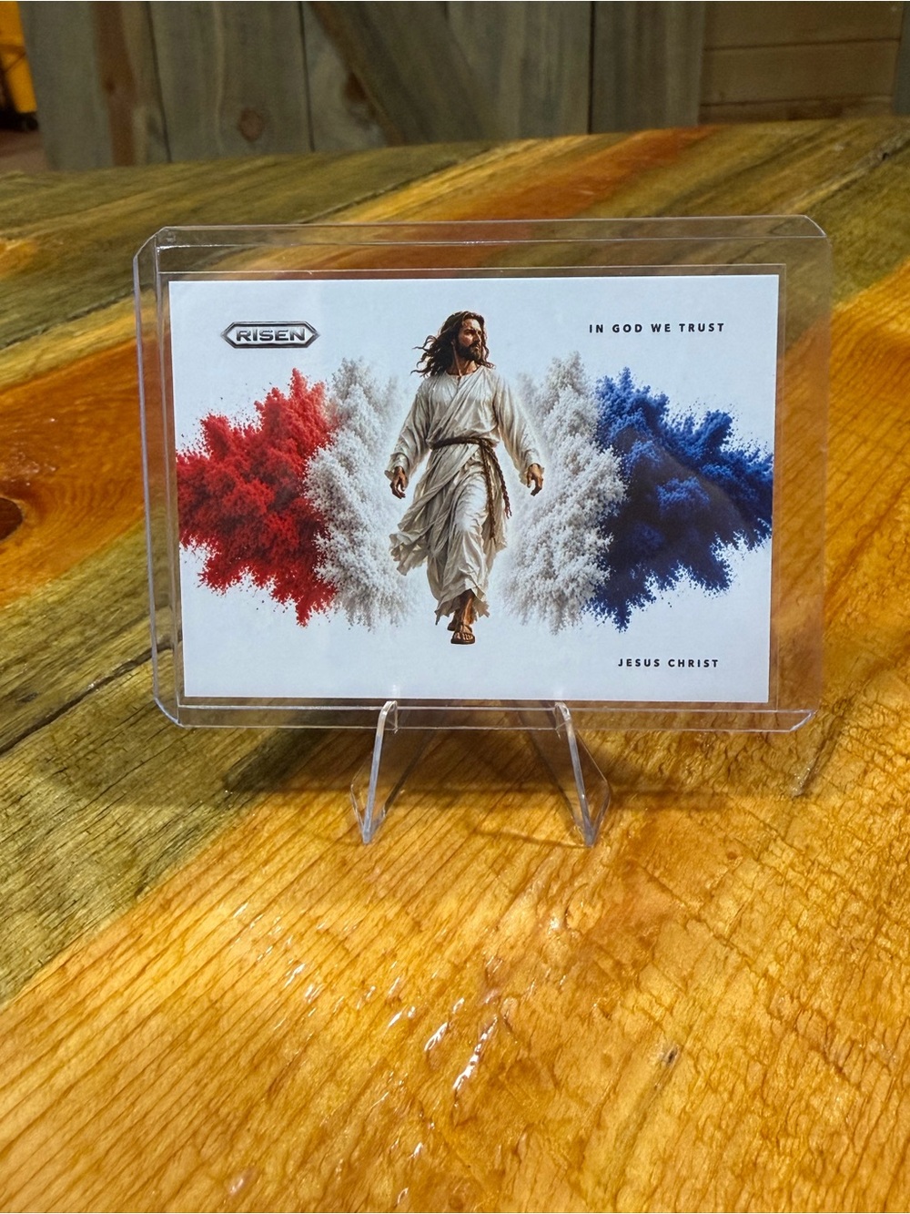 Risen Jesus Christ In God We Trust Custom Trading Card